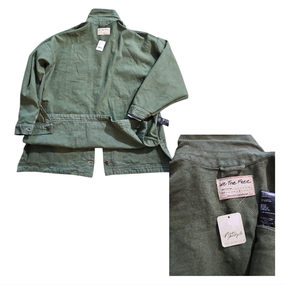 NWT Free People Green Jacket Denim Oversized Sz L - Picture 10 of 11